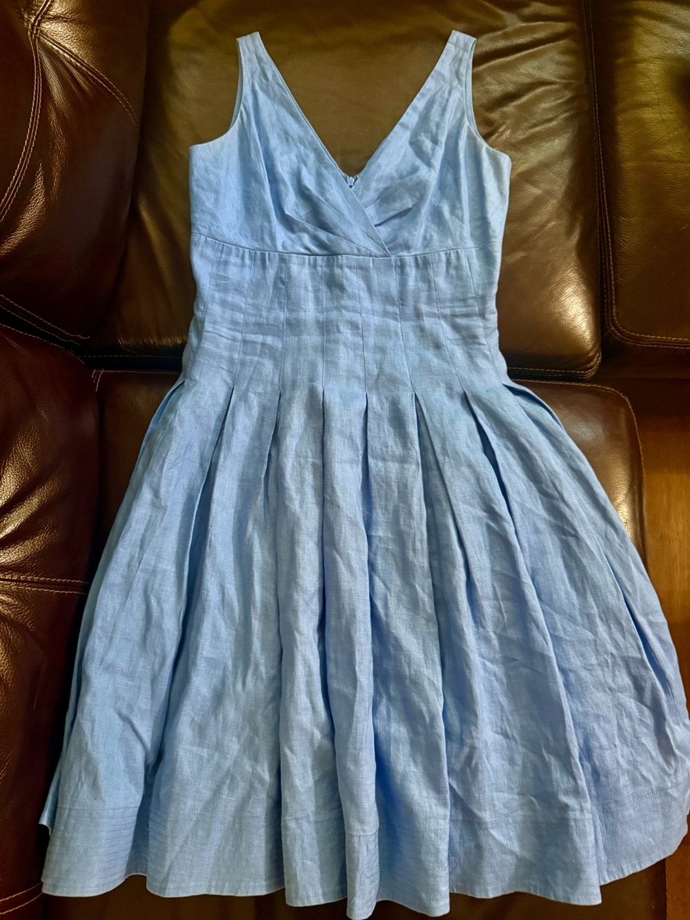 Ralph Lauren periwinkle blue linen beautiful Pleated Dress